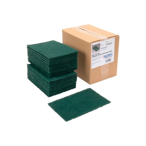 Americo Global Industrial Medium Duty Scouring Pads Green 6in x 9in - Case of 20 Pads 670326 - main